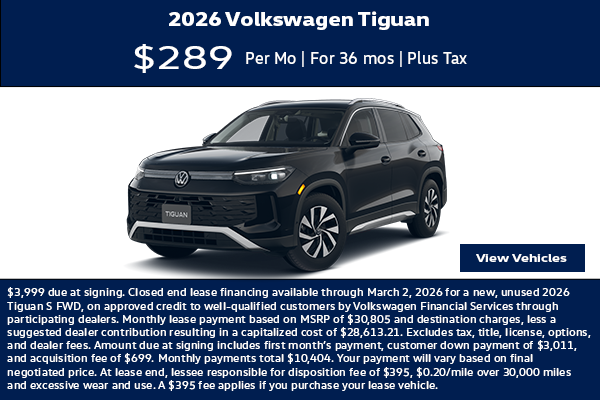 2026 Volkswagen Tiguan Lease Offer