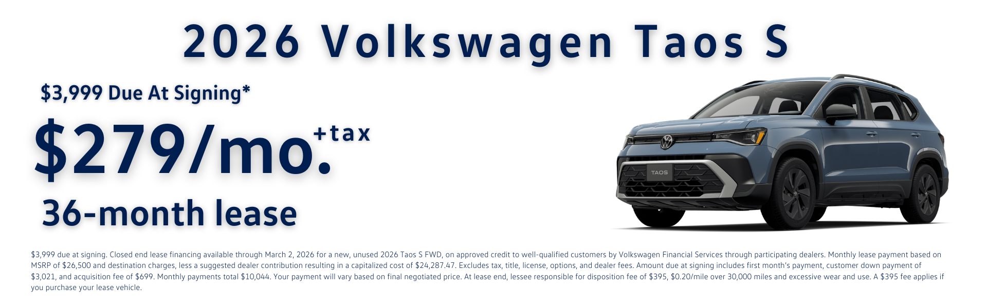 2026 Taos S Lease Offer