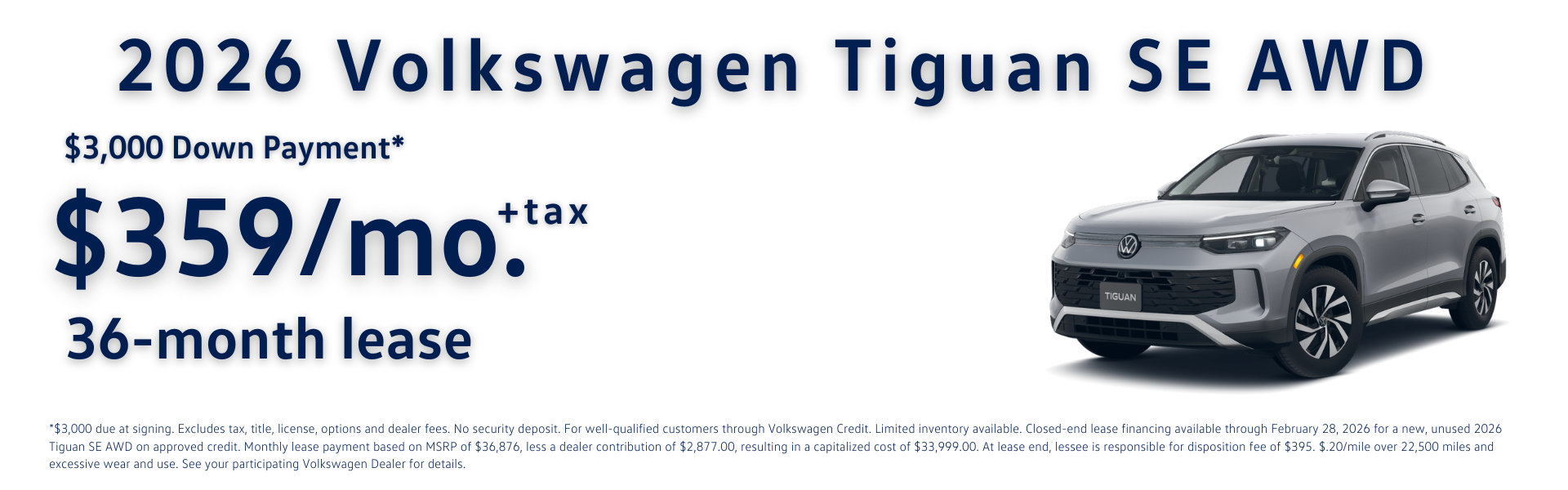 2026 Tiguan SE AWD Lease Offer